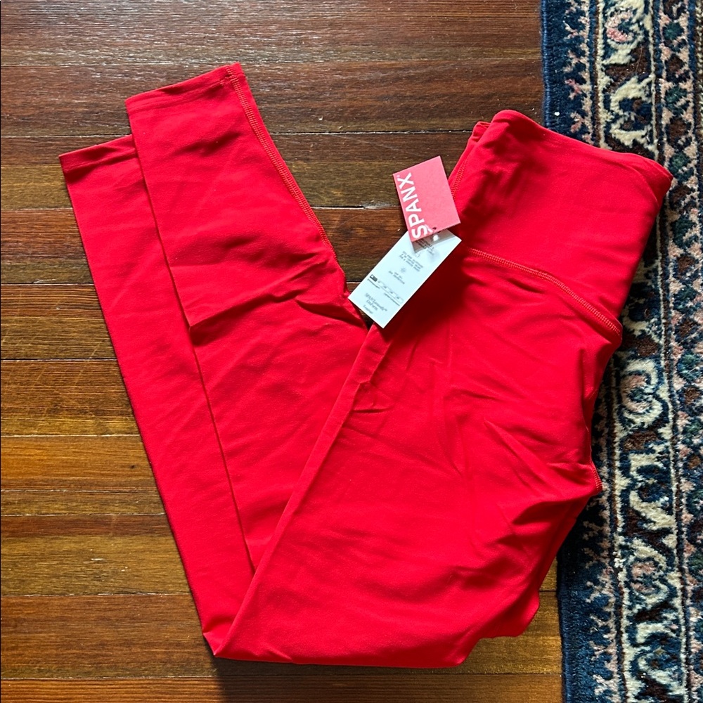 SPANX Rouge Red High-Waist Leggings Sz L NWT